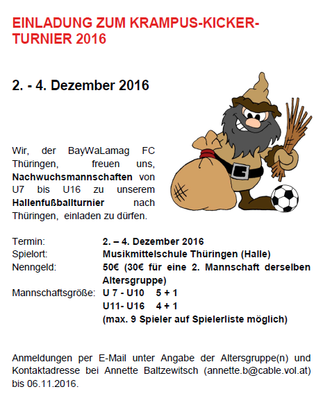 Krampuskickerturnier 2. – 4. Dezember 2016