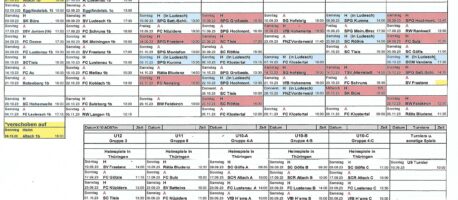 Generalspielplan Herbst 2023 des Farbencenter FC Thüringen