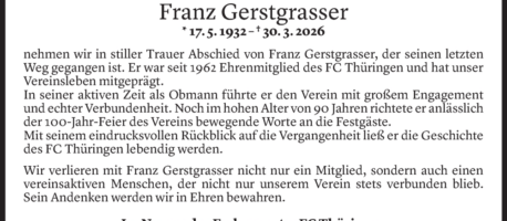 FCT-Ehrenmitglied Franz Gerstgrasser verstorben